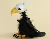 Vulture Bird Art Doll OOAK, pet for bjd dolls, poseable bird sculpture, doll pet