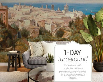 Mural de pared Vista desde las colinas, mural de papel tapiz removible o sin pegamento, autoadhesivo o tradicional.