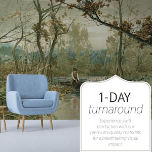 Fishing in Autumn Wall Mural, Removable or Non-pasted wallpaper mural, Peel & Stick/Self-adhesive or Traditional