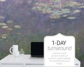 Monet Water Lilies Wall Mural, Peel and Stick or Traditional Wallpaper