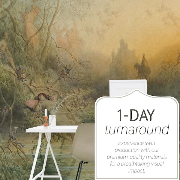 Fairies in The Forest Wall Mural, Peel and Stick Wallpaper