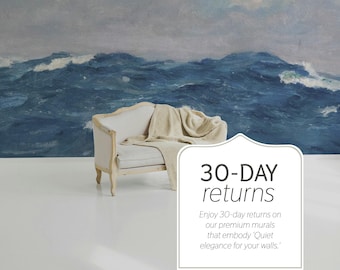 Blue Ocean Waves Wall Mural, Coastal Decor, Peel and Stick Wallpaper