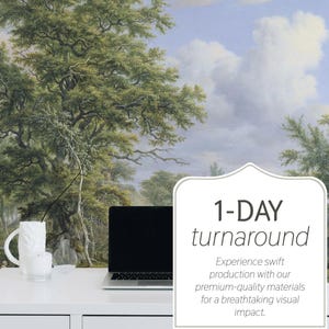 Vintage Scenic Green Farm Landscape Wall mural, Removable or Non-pasted wallpaper mural, Peel & Stick/Self-adhesive or Traditional