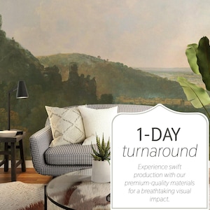Vintage Hillside Scene With Horse Wall Mural, Removable or Non-pasted wallpaper mural, Peel & Stick/Self-adhesive or Traditional