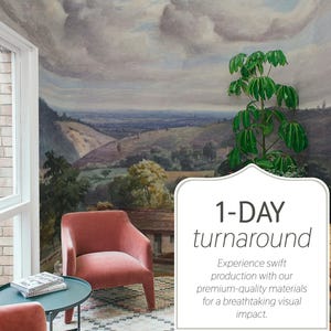 Country Watercolor Wall Mural, Removable or Non-pasted wallpaper mural, Peel & Stick/Self-adhesive or Traditional
