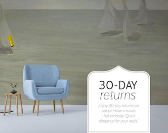Coastal Sailboats Wall Mural, Impressionist Seascape, Peel & Stick or Traditional