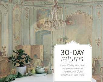 Elegant Rococo Interior Wall Mural, Pastel French Design, Removable Wallpaper