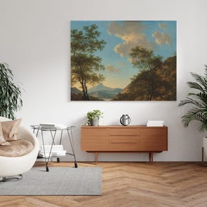 Vintage Italian Landscape Painting Wall Art, Canvas Print - Ready to Hang