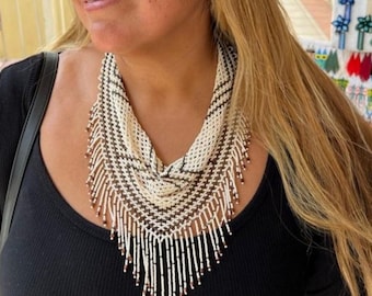 handmade beaded Scarf necklace