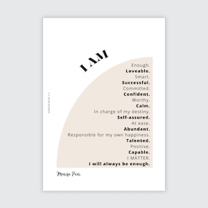 I Am Design | Printable Planner Dashboard | Aesthetic Minimal Design | Multiple Sizes | For HP Discbound, Ring Planners, Hobonichis.