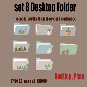 8 Desktop Folder Icons Set, Cute Nature Folder Icons PNG and ICO Download