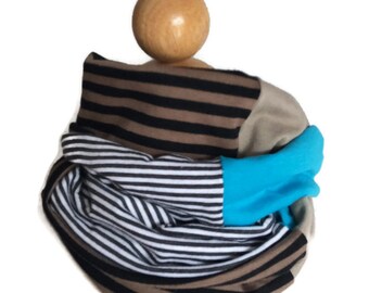 LIVRAISON GRATUITE Foulard infini bleu brun noir blanc pour garçon, cache-cou en tricot de coton