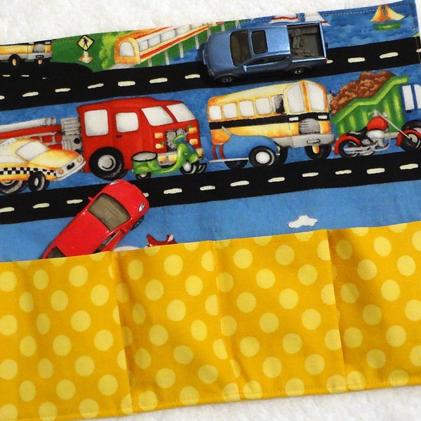 Matchbox Car Wallet and Road to go - Hot Wheels Caddy Carrier Holder Boy Gift Stocking Stuffer Travel Toy Game Organizer - Ready to ship