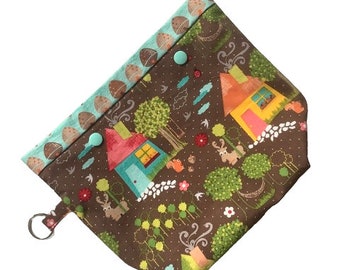 Sock Project Bag with Snap Closing - A must for your favorite knitter!  Snappy Project Bag with Snap Top, Cotton Pouc - DUTY FREE to USA