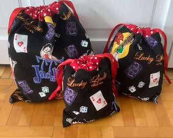 Valentine Reusable Gift Bags, Betty Boop Gift Bags, Comics Drawstring Bag, Black Dice Card Game Travel Bag, Zero Waste Gift Packaging Women