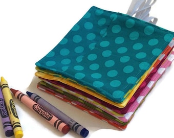 Handmade Mini Crayon Roll - Crayon Holder Pack, You Pick Fabrics, Boy, Girl or Neutral Prints, Small Coloring Case for Kids
