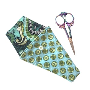Turquoise Green Floral Embroidery Scissor Case, Mini Scissor Sleeve, Scissors Holder, Dressmaking Accessories, Small Price Gift for Crafter