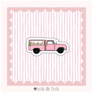 Pink Flower Truck Sticker · Cute Floral Pickup Truck Vinyl Decal · Aesthetic Water Bottle Sticker · Laptop Sticker