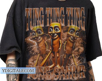 Vintage 90s Graphic Style Sciel Tung Tung Tung Sahur T-shirt, Italian Brainrot Funny Baseball Bat Gifts For Man and Women Unisex T-shirt