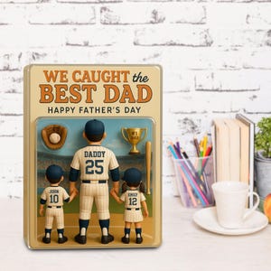 Bloco de acrílico estilo carta colecionável de beisebol "Nós pegamos o melhor pai", placa de acrílico personalizada, presente de dia dos pais para marido e avô