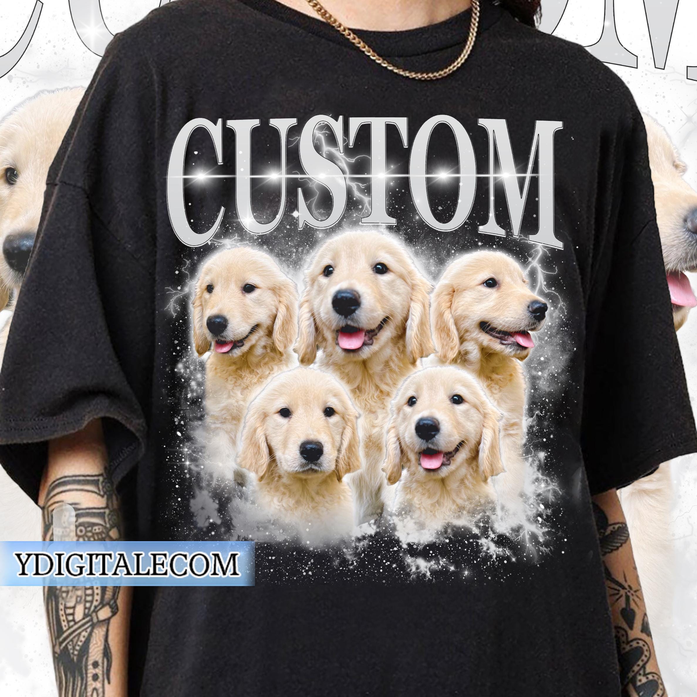 Custom Pet Photo and Name Custom Dog Portrait, Personalized Vintage ...