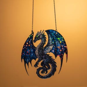 Blue Dragon Star Hologram Ornament, Dragon Acrylic Window Hanging, Father&#39;s Day Gift Decor, Dragon Inspired Art, Blue Dragon Ornament