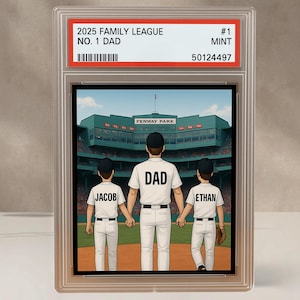 Aangepaste baseball Family League-ruilkaartstijl acrylblok, gepersonaliseerde acrylblokplaquette, Vaderdagcadeau voor honkballiefhebbers