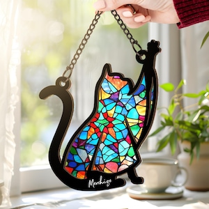 Custom Name Cat Memorial Window Hanging Suncatcher, Custom Cat Memorial Suncatcher, Loss of Cat Gift, Pet Memorial Gift Cat Remembrance Gift