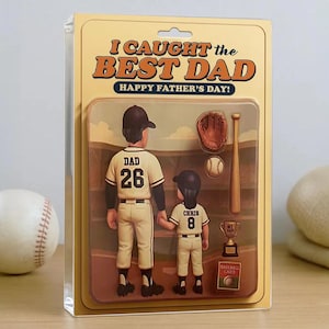 Bloco de acrílico estilo carta colecionável de beisebol "Nós pegamos o melhor pai", placa de acrílico personalizada, presente de dia dos pais para marido e avô