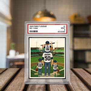 Bloco de acrílico estilo carta colecionável de beisebol da Liga Familiar, placa de acrílico personalizada, presente de dia dos pais para marido