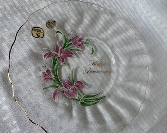 Vintage Fenton 1990 "Happy Anniversary" plate.