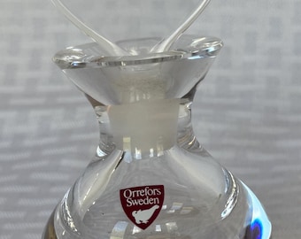 Orrefors Sweden Crystal Perfume Bottle with Heart Stopper.