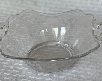 Cambridge Rosepoint Depression Glass Rectangular Handled Bowl