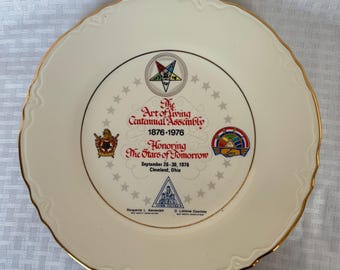 Vintage 1976 Order of the Eastern Star Centennial Assembly Plate, Art of Living 1876-1976 Cleveland Ohio, OES Masonic Fraternal Collectible