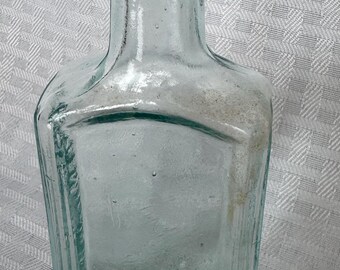 Antique Chamberlain Medicine Bottle - Aqua Glass - Embossed 1890s Patent Remedy - Des Moines IA Apothecary Bottle-Primitive Farmhouse Decor
