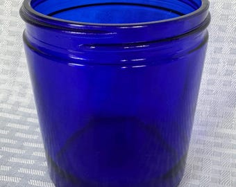 Vintage Cobalt Blue Noxzema Glass Jar - Mid Century Apothecary Decor - Deep Blue Collectible Medicine Bottle - Empty Storage Container