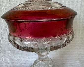 King's Crown Ruby Flash Candy Dish - Indiana Glass