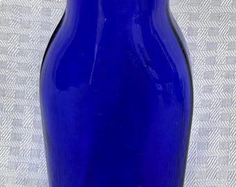 Title: Vintage Cobalt Blue Medicine Bottle - Maryland Glass Corp M3 Marking - Mid-Century Apothecary Decor - Antique Pharmacy Glass