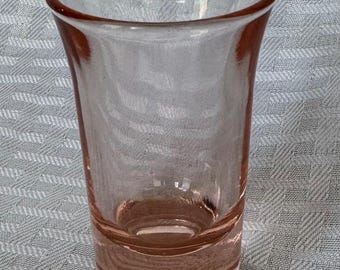 Vintage Pink Depression Glass Shot Glass, 1930s Weighted Bottom Barware, Elegant Glassware, Pink Whiskey Shot Glass, Retro Mid Century Bar
