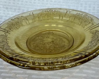 Vintage Amber Depression Glass Bowls – 1940s Floral Etched Design