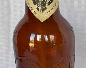 Vintage Little John's Sarsaparilla Root Beer Bottle – Amber Glass Swing Top – Kansas City Americana – Embossed Wheat Design – Home Bar Decor