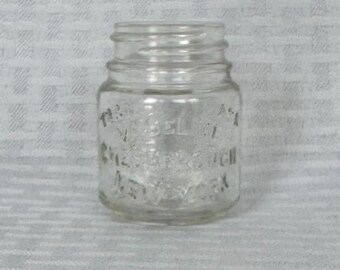 Vintage 1920s Vaseline Glass Jar, Embossed Chesebrough Manufacturing Co New York, Clear Antique Apothecary Bottle, Depression Era Medical