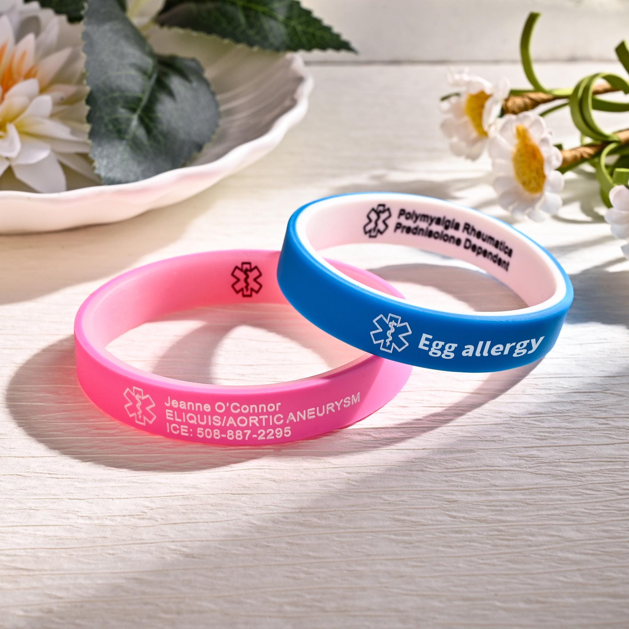 Glooraca Personalizzazione SOS Bracciale medico regolabile per uomo e donna Acciaio inossidabile e silicone Avviso medico ID medico Incisione gratuita