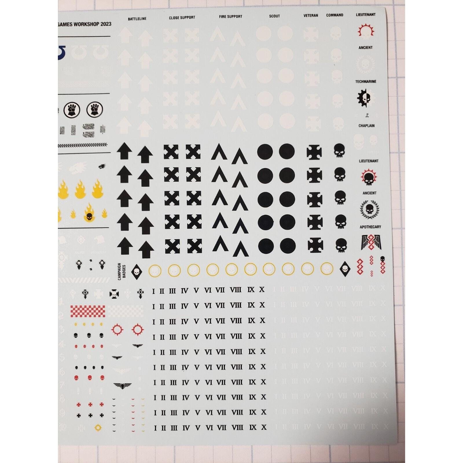 Foglio Trasferibili Warhammer 40k – Space Marine Transfer Sheet – Games Workshop