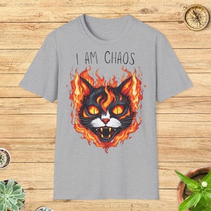 I Am Chaos Cat T-Shirt - Funny Cat Humour, Chaotic Kitty Tee, Cat Moms & Dads, Anime Cat Cartoon, Chaos coordinator Apparel