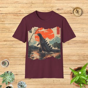 Rustic Monster King T-Shirt: Japanese Kaiju Art Design
