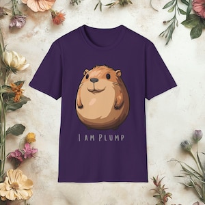 I Am Plump Capybara T-Shirt - Cute Cartoon Capybara Shirt, Funny Capybara Lover Tee, Capybara Gift for Animal Lovers, Chill Rodent Shirt