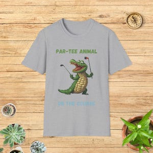 Zabawna koszulka z krokodylem golfistą: Par-Tee Animal Golfing Humor