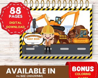 Livro de atividades de construção para imprimir para crianças, livro de atividades para crianças pequenas, fichário de aprendizagem de construção, livro de atividades para pré-escola, download digital