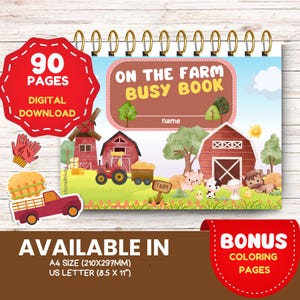 Farm Busy Book for Kids | Printable Activity Book | Toddler Learning Binder | Digital Download  | DIY  Learning Binder | Preschool Worksheet